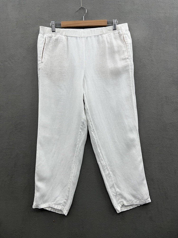 J Jill Love Linen Womens Medium Tall White Cropped Linen Pants