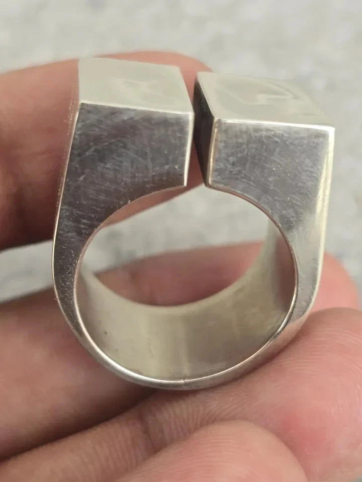 Abstract Statement Brutalist Ring Signet Ring Chunky Silver Rings 925 Sterling S