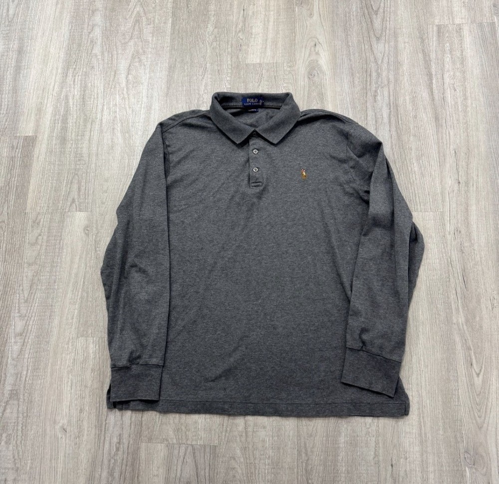 Polo Ralph Lauren Men's Gray Long Sleeve Polo Shirt Size Large