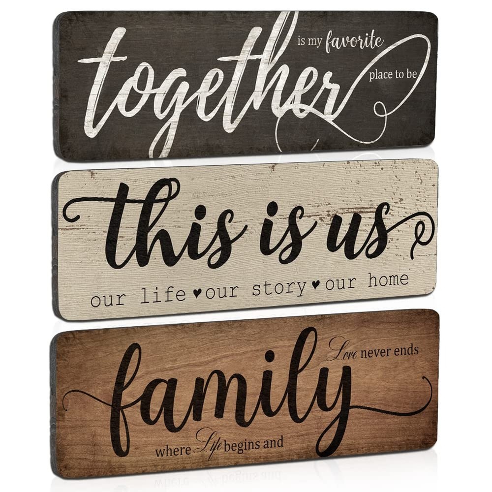 Rustic Home Decor 3 Pieces Together This Is Us Family Home Wall Decor Wooden ...