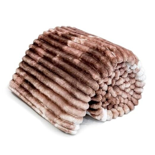 Flannel Fleece Throw Blanket Brown Tie-Dye - Super Soft Fluffy Fuzzy Cozy