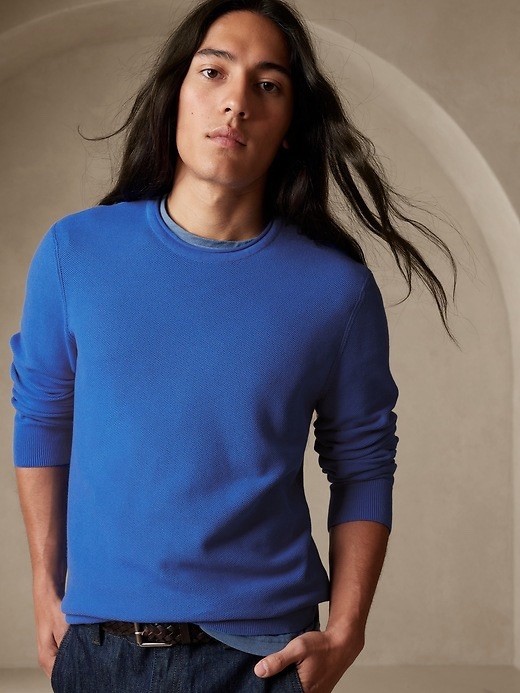 Banana Republic Vinci Cotton Sweater Mens XL Blue Crew Neck Pullover