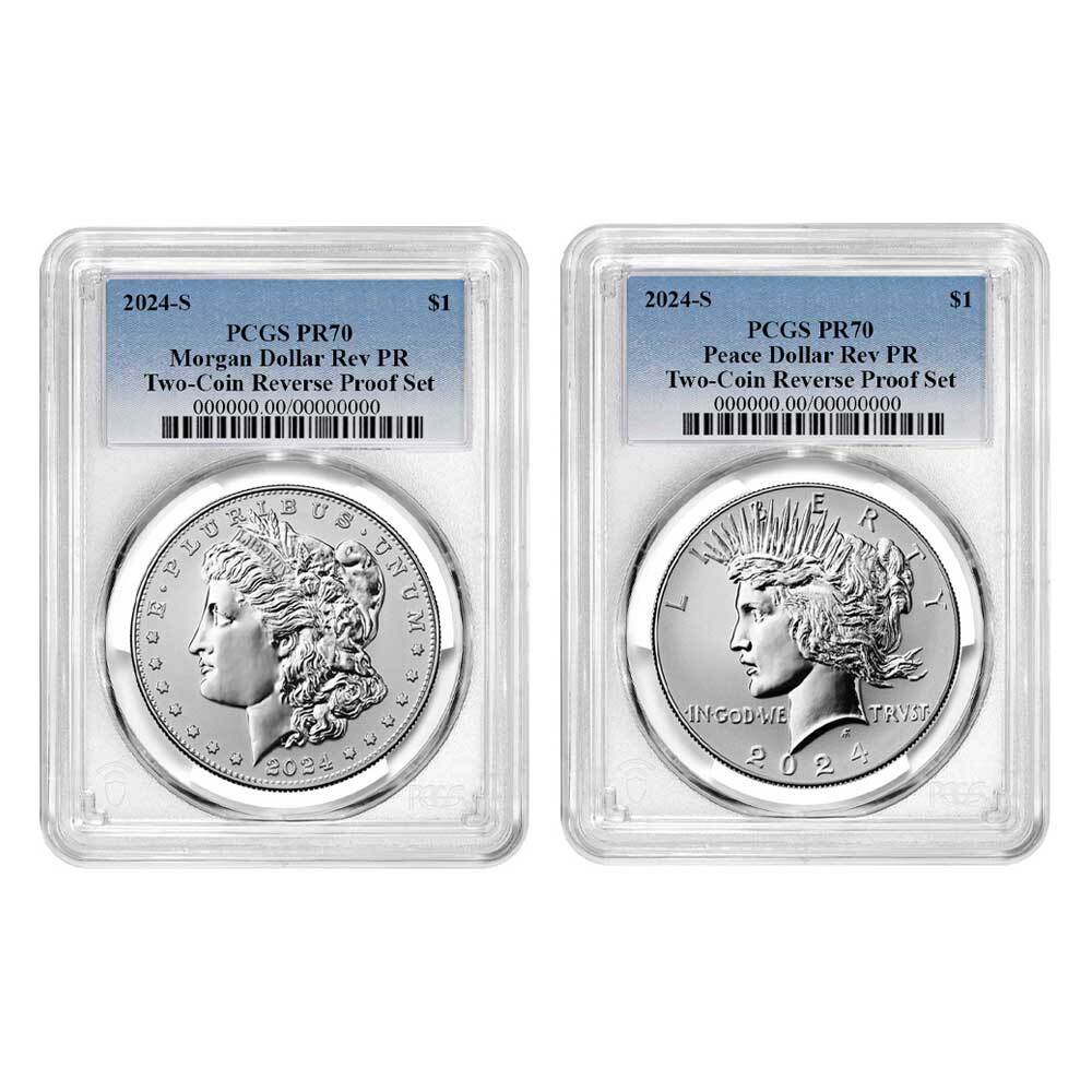 Presale - 2024-S Reverse Proof $1 Morgan and Peace Silver Dollar 2pc Set PCGS...-image