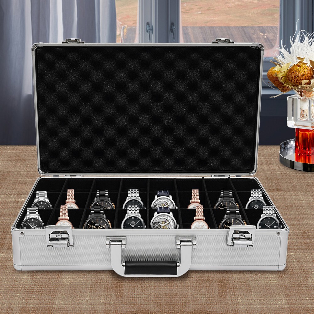 Watch Case Jewelry 24 Grid Aluminum Alloy Box Watch Case Briefcase Design Gift
