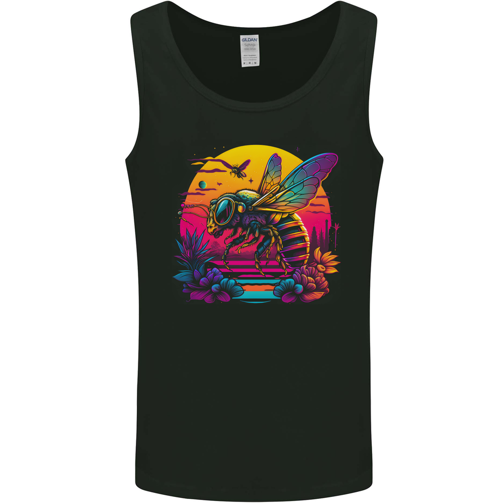 A Retrowave Bee Retro Colour Mens Vest Tank Top