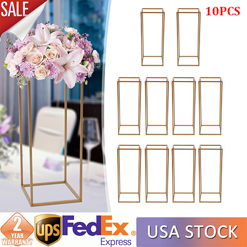 23.6in 10Pcs Tall Gold Metal Flower Stand for Wedding Table Centerpieces Decor