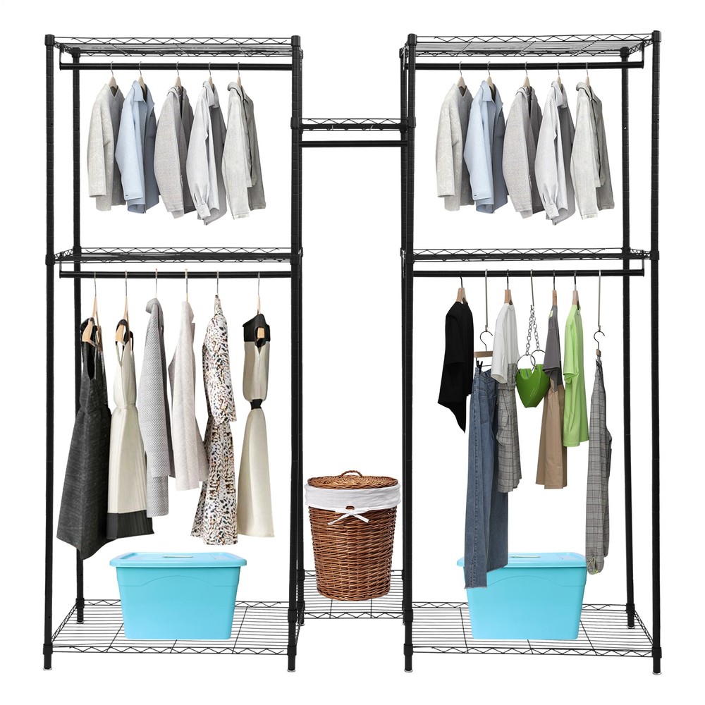 Heavy Duty 830lbs Commercial Garment Rack Adjustable 4-Rail Hanger