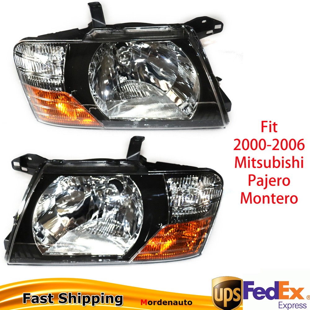 Front Headlamp Headlights Left+Right Set Fit 2000-2006 Mitsubishi Pajero Montero