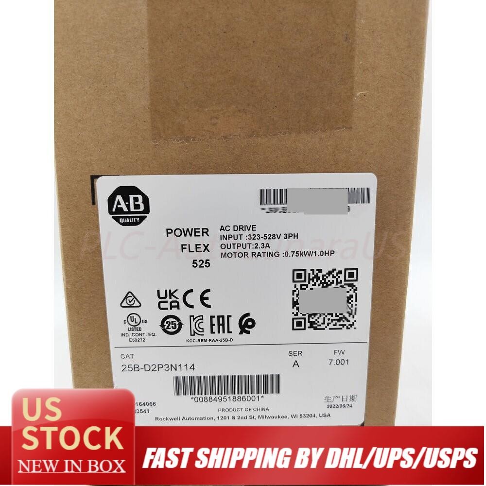 NEW AB 25B-D2P3N114 PowerFlex 525 0.75kW 1Hp AC Drive 25BD2P3N114 US Free Tax