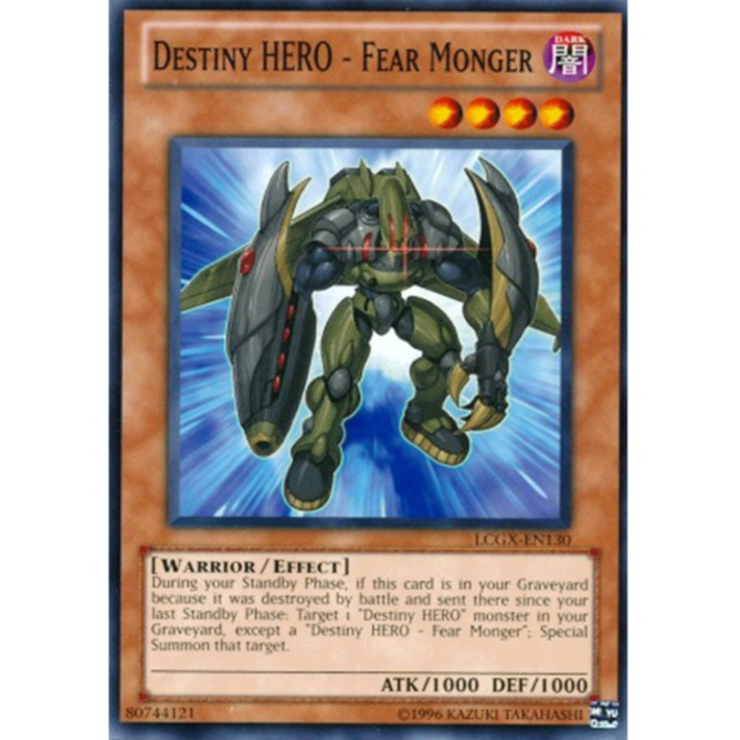 Destiny HERO Fear Monger LCGX-EN130 Common Unlimited Edition Lightly Played