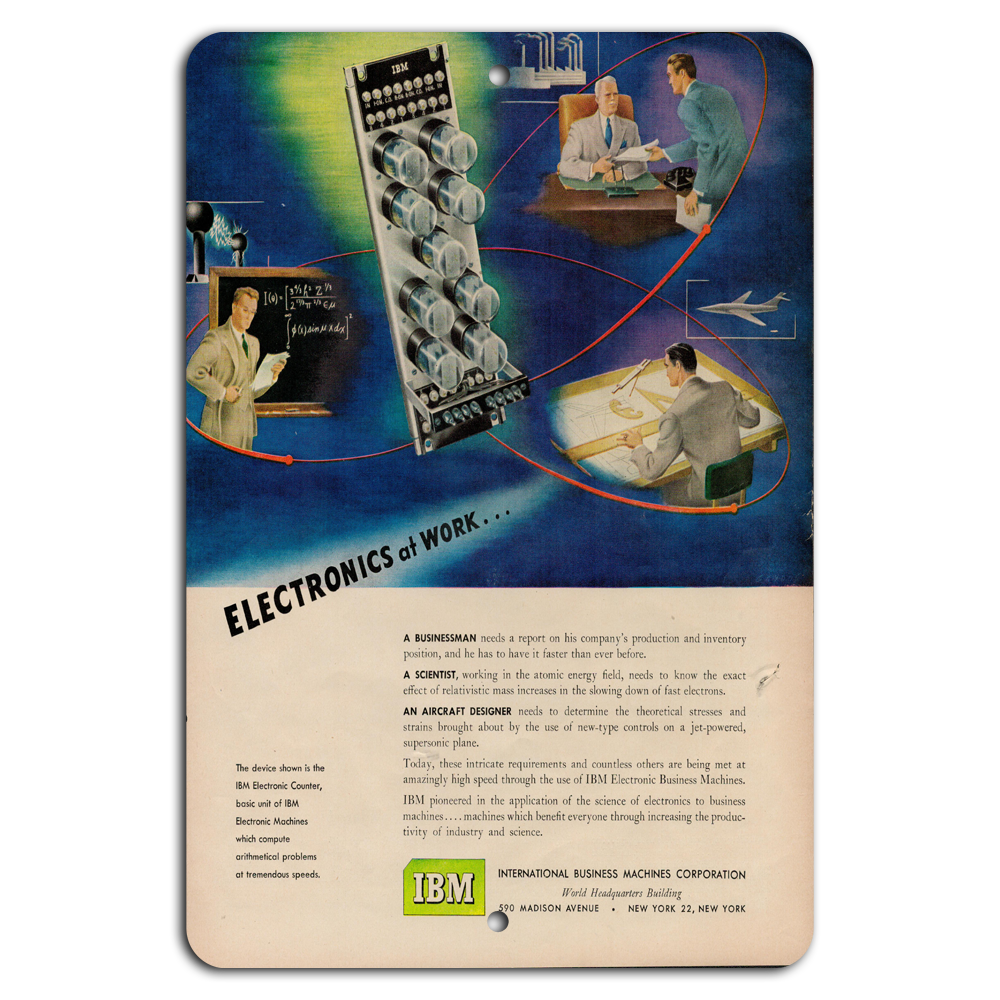 Vintage IBM Ad: Electronics at Work - 1950s Tech Charm
