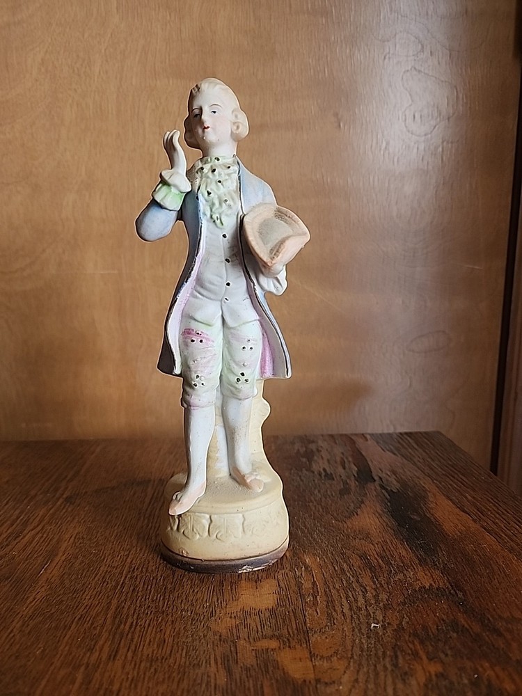 Vintage Japanese Colonial Man Porcelain Figurine Holding Hat