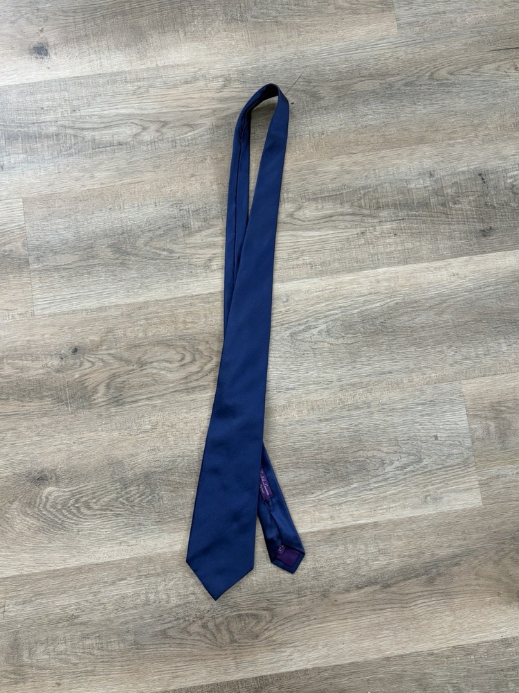 Ralph Lauren Purple Label Made in England 100% Silk Tie Navy Used