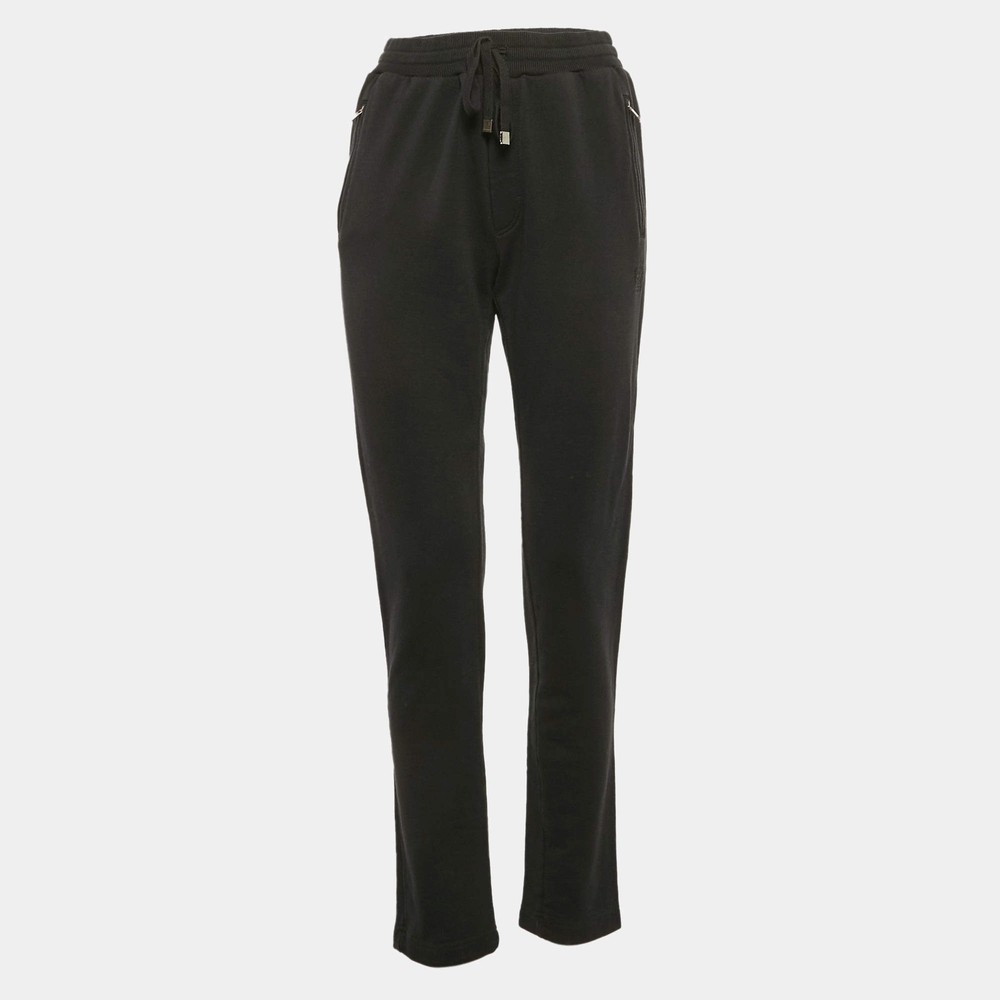 Dolce Gabbana Black Cotton Knit Drawstring Sweatpants L