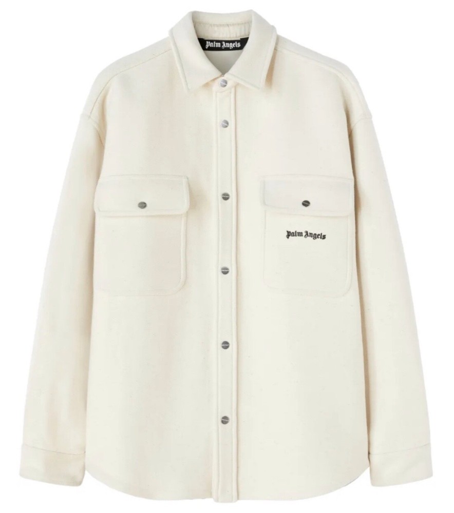 PALM ANGELS Overshirt Jacket Shirt * Cream White * Size 50 Large * NEW $1585