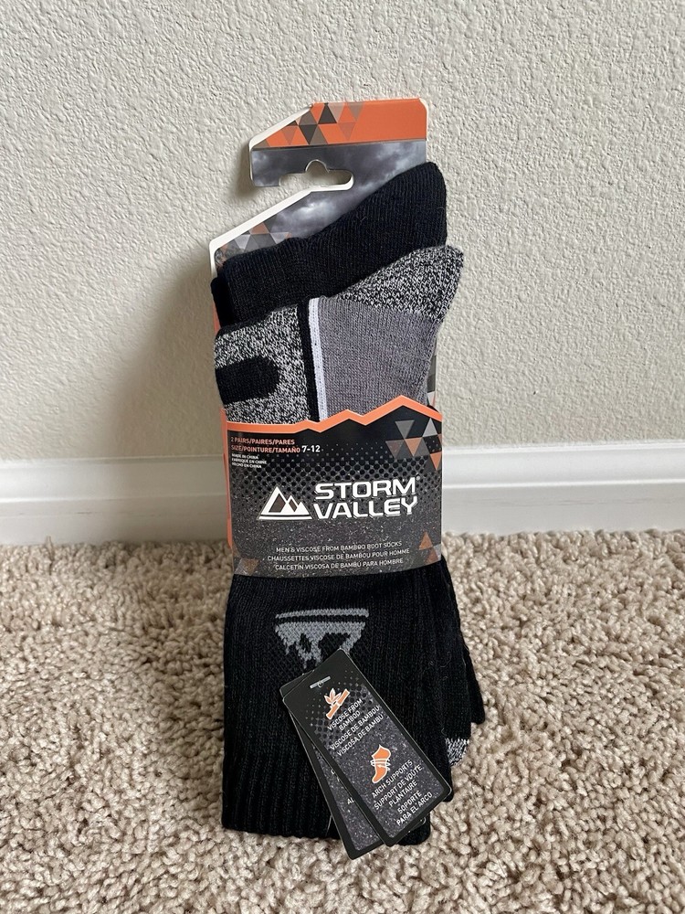 Storm Valley Men's 2-Pack Cushioned Bamboo Hiking & Outdoor Boot Socks