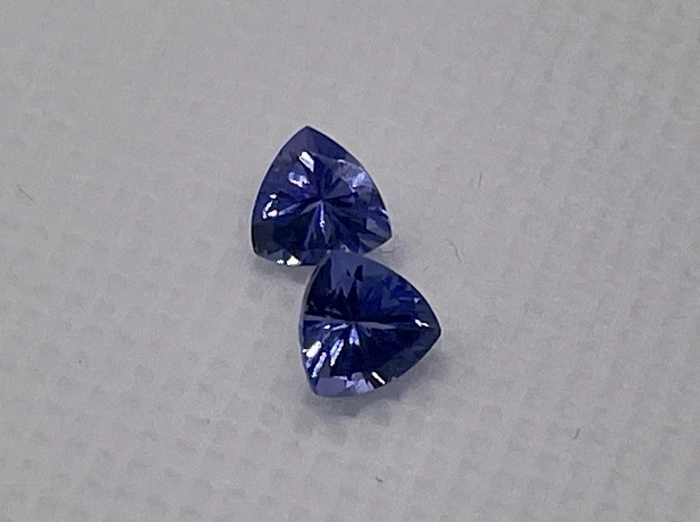 Matched Pair Tanzanite Trillions 1.55ct Total Weight 6x6x6mm