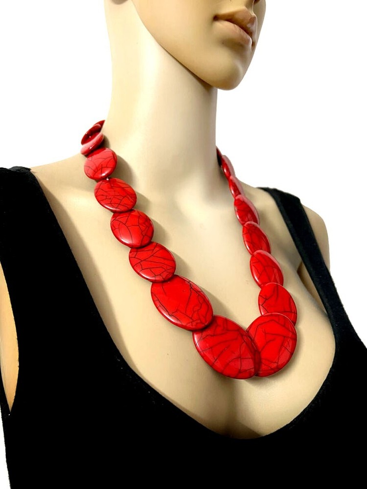 Tibetan Gypsy Handmade Resin Beaded Ethnic Necklace Tribal Jewelry