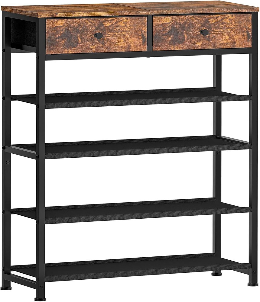 5-Tier Shoe Rack Organizer with 2 Storage Drawers  