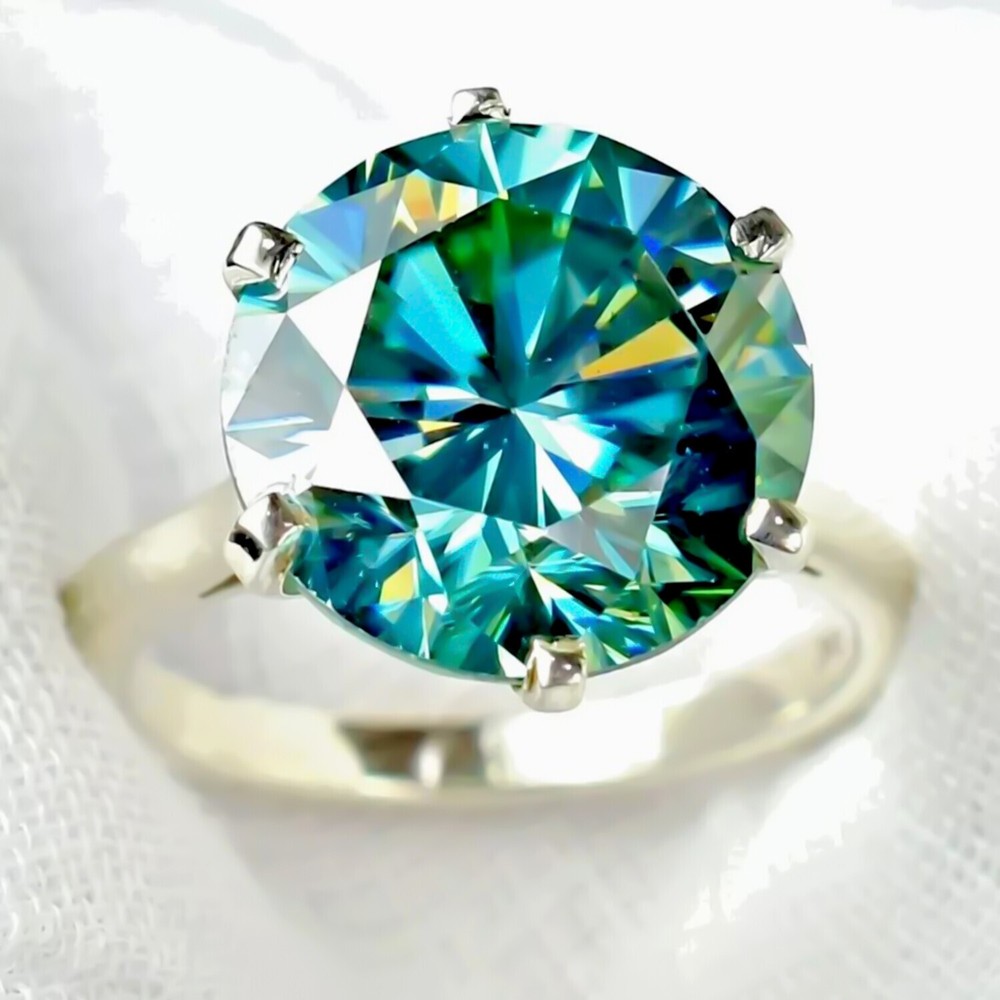 10 Ct Certified Blue Round Diamond Solitaire Ring 925 Silver Xmas Surprise