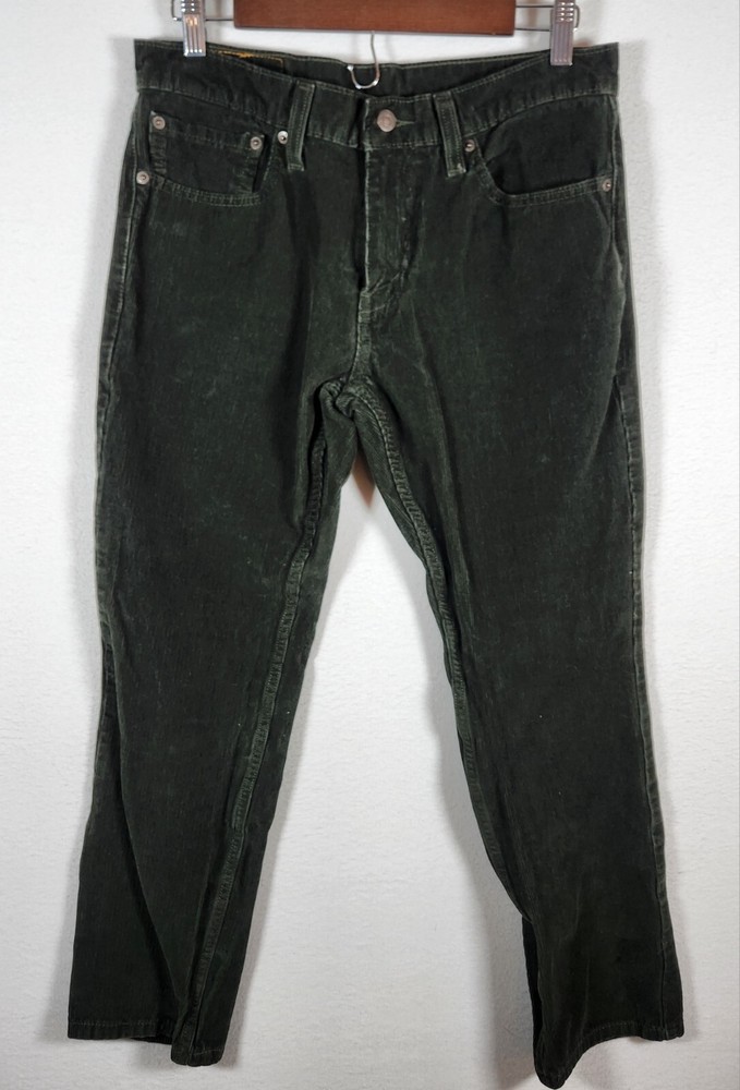 Levis 511 Pants Mens Size 32x39 Green Fit Corduroy Cotton White Tag Trousers