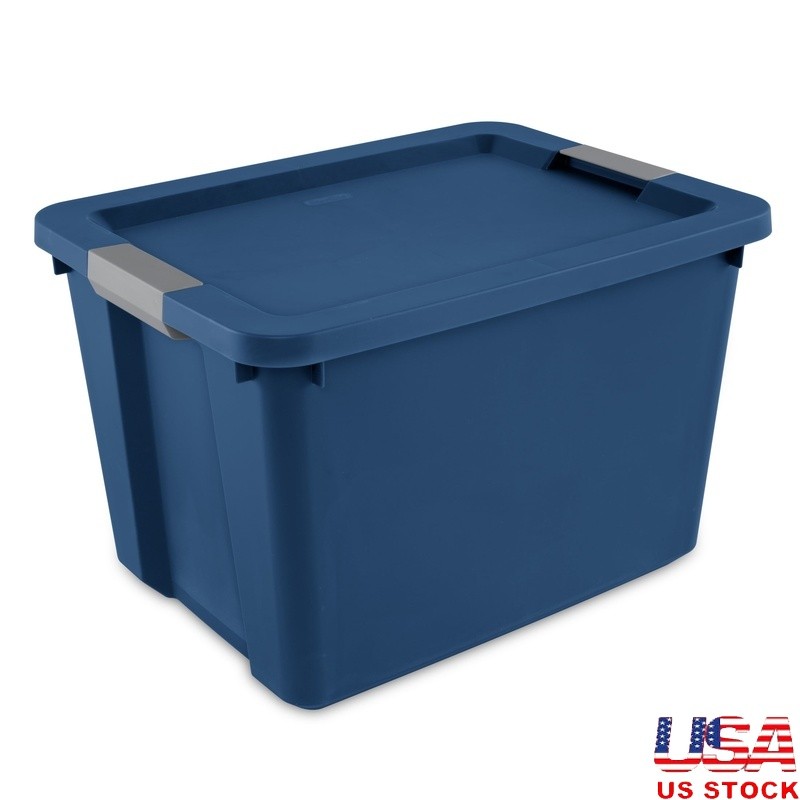 Stackable Storage Bin with Latching Lid Durable Plastic Home Organization Container