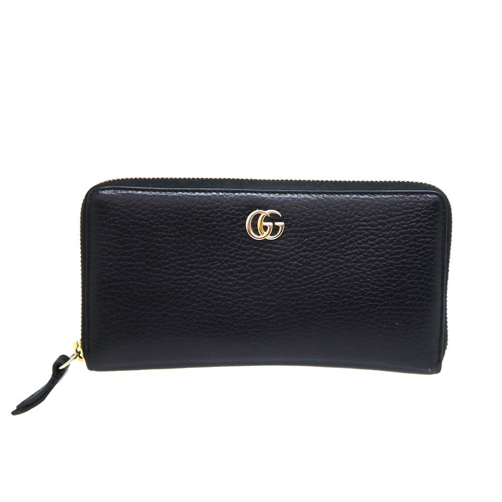 GUCCI GG Marmont Black Leather Zip Wallet With Box Authentic