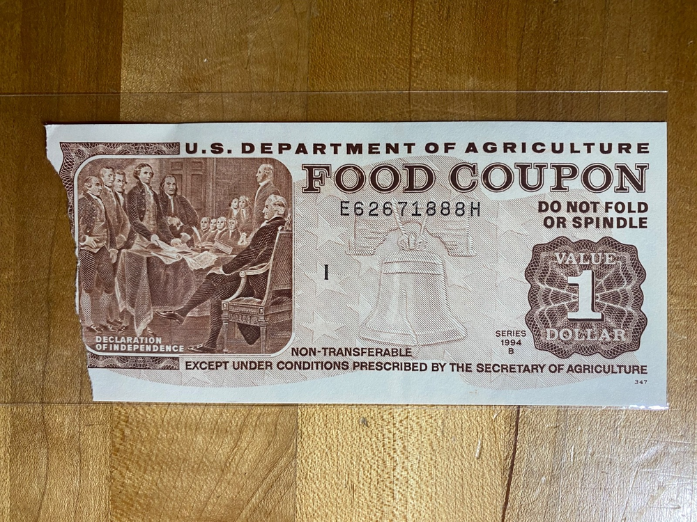 $1.00 - FOOD STAMP COUPON - Vintage USDA - Issued in Sept of 1994 - First Class.-image