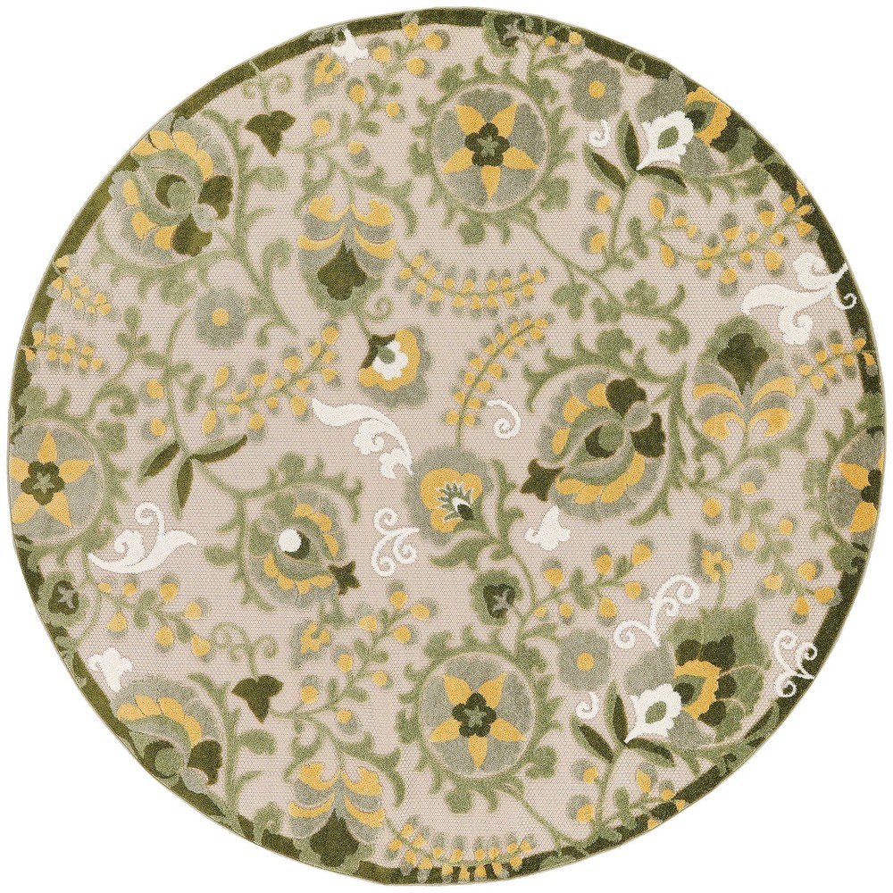 Nourison Aloha Indoor/Outdoor Floral Area Rug Ivory/Green 5'3