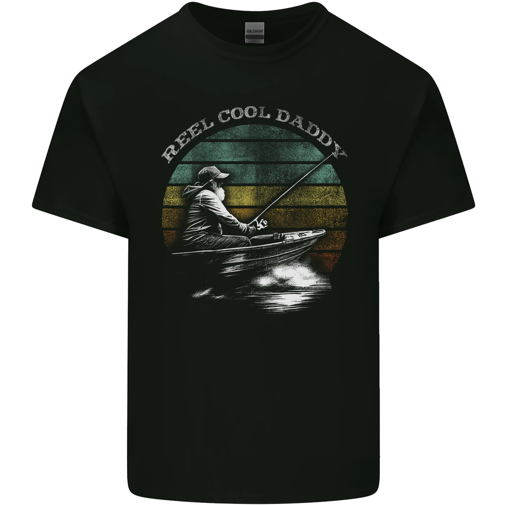Reel Cool Daddy Funny Fathers Day Fishing Mens Cotton T-Shirt Tee Top