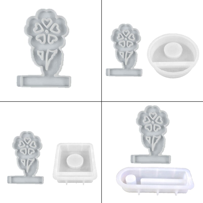 Silicone Molds DIY Flower Candlesticks Mould Holder Resins Castings Molds