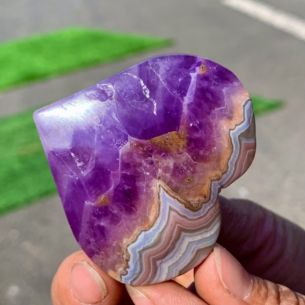 65G Heart-Shaped Amethyst Agate Quartz Crystal for Reiki Healing & Energy