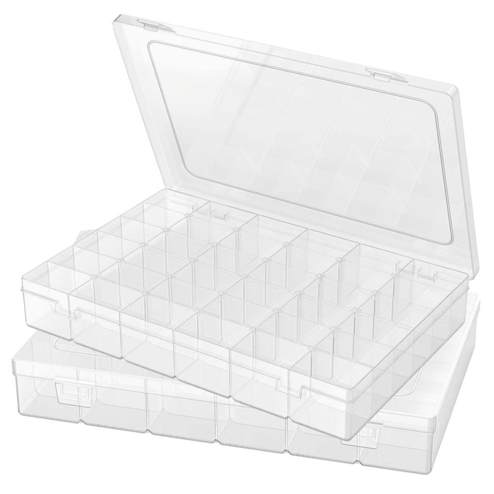 6-Pack 36-Grid Clear Plastic Organizer Box for Small Parts Storage