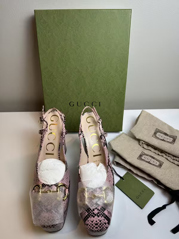 Gucci Horsebit Python Leather Pumps Size 38.5 New in Box