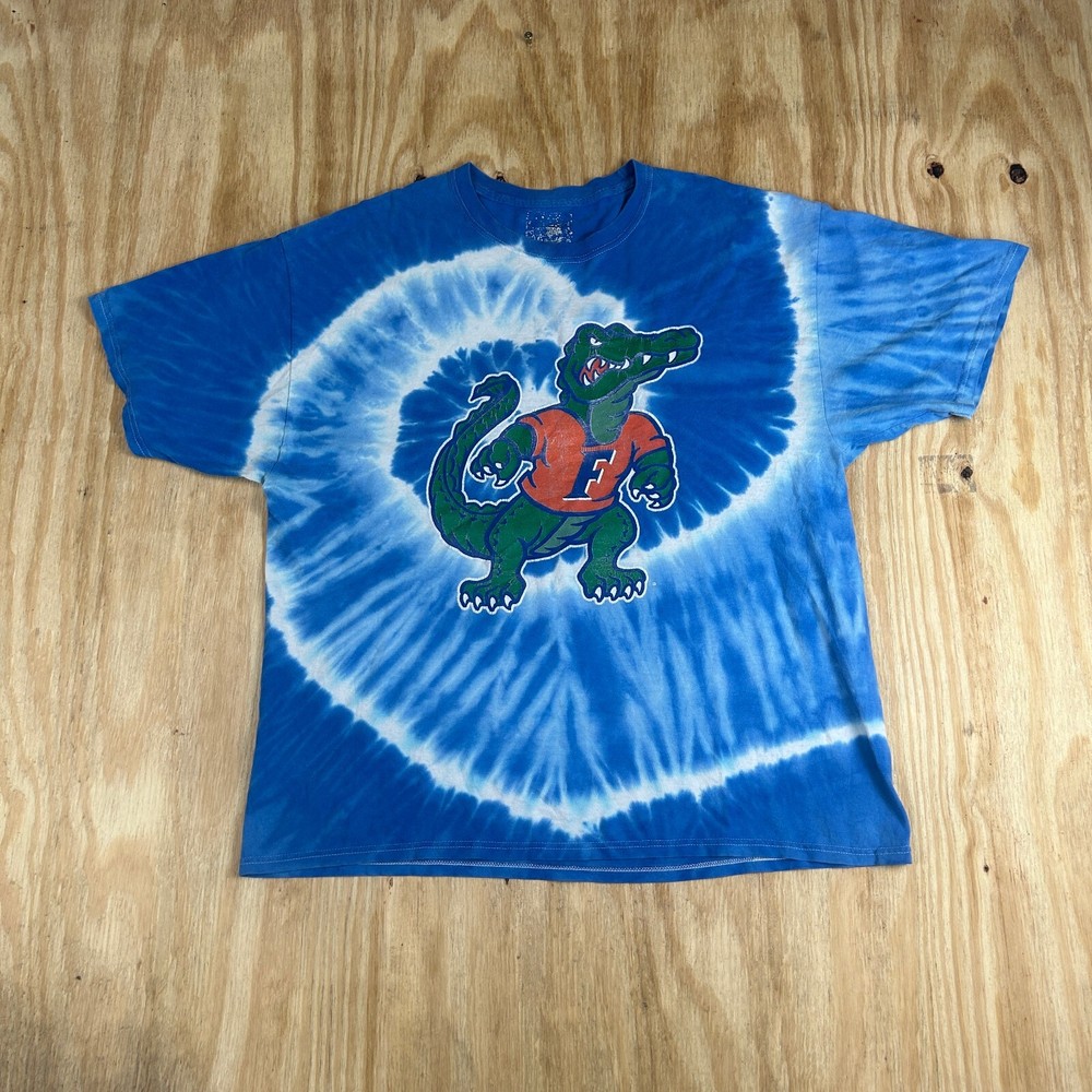 VTG Florida Gators Mascot NCAA Graphic Tie Dye Fan Apparel Tee Men's M Blue 90s