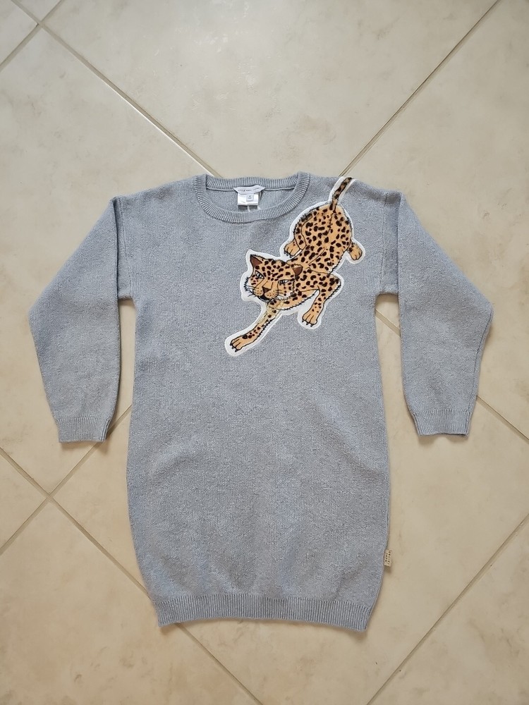 Little Marc Jacobs Grey Sweater Dress Size 8 Leopard