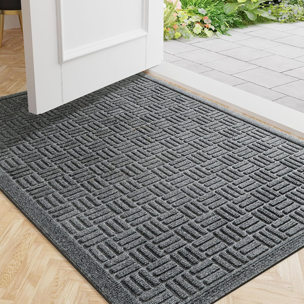 29.5x17 Grey All-Season Waterproof Indoor Outdoor Dirt Trapping Door Mat