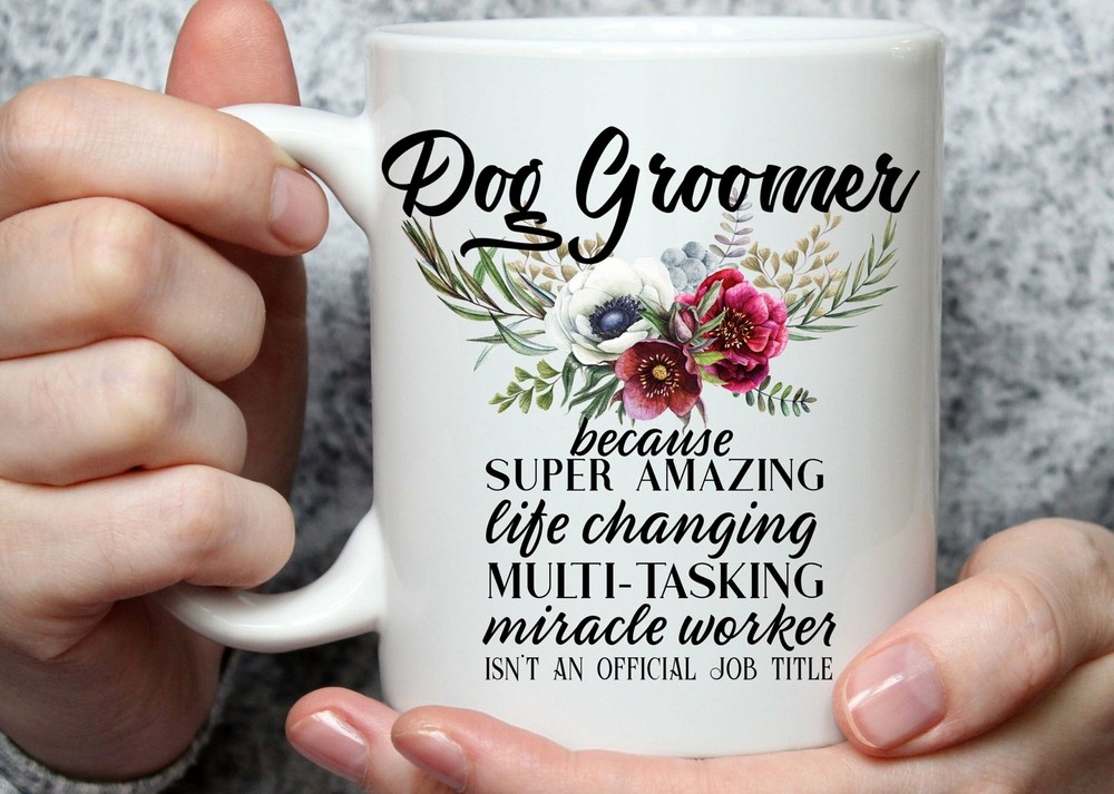 Personalized Dog Groomer Gift For Women L Custom Name Floral Cup L Thank You