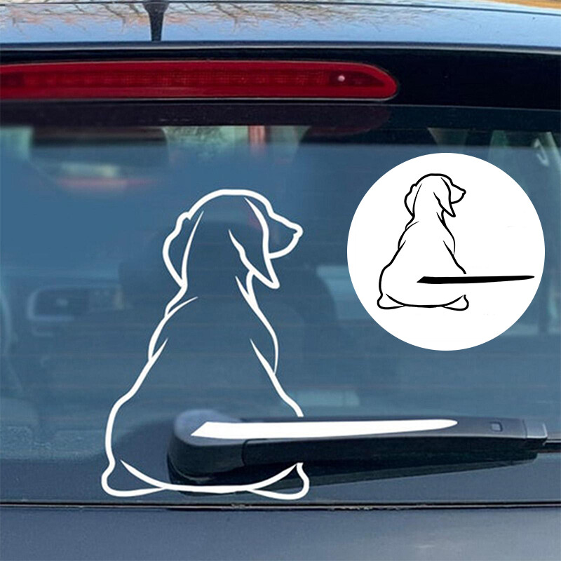 ✿Funny Moving Tail Dog Car Sticker Window Wiper Decals Rear Windshield Stickers