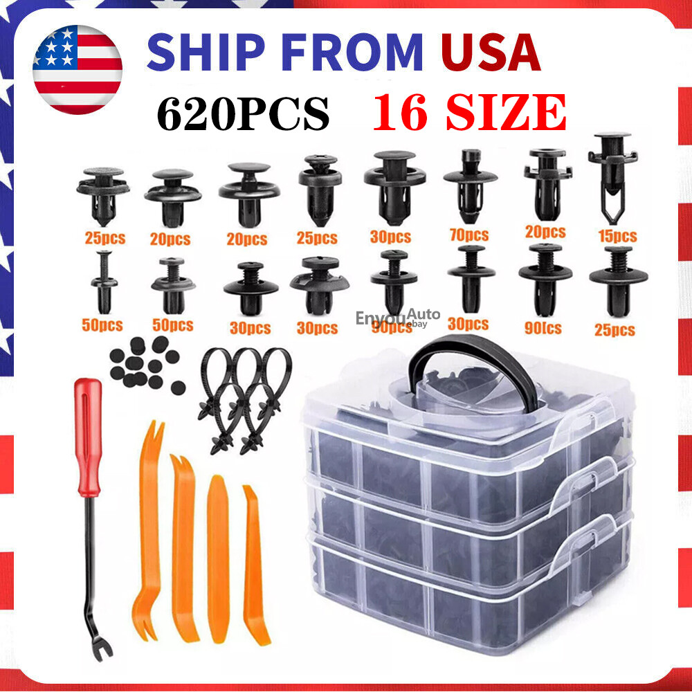 620Pcs Bumper Clips Retainer Auto Car Rivets Fastener Fender Push Pin Trim