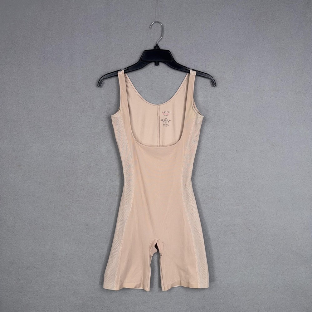 Assets By Spanx Shapewear Bodysuit Womens Large Nude Red Hot Label Mid Thigh