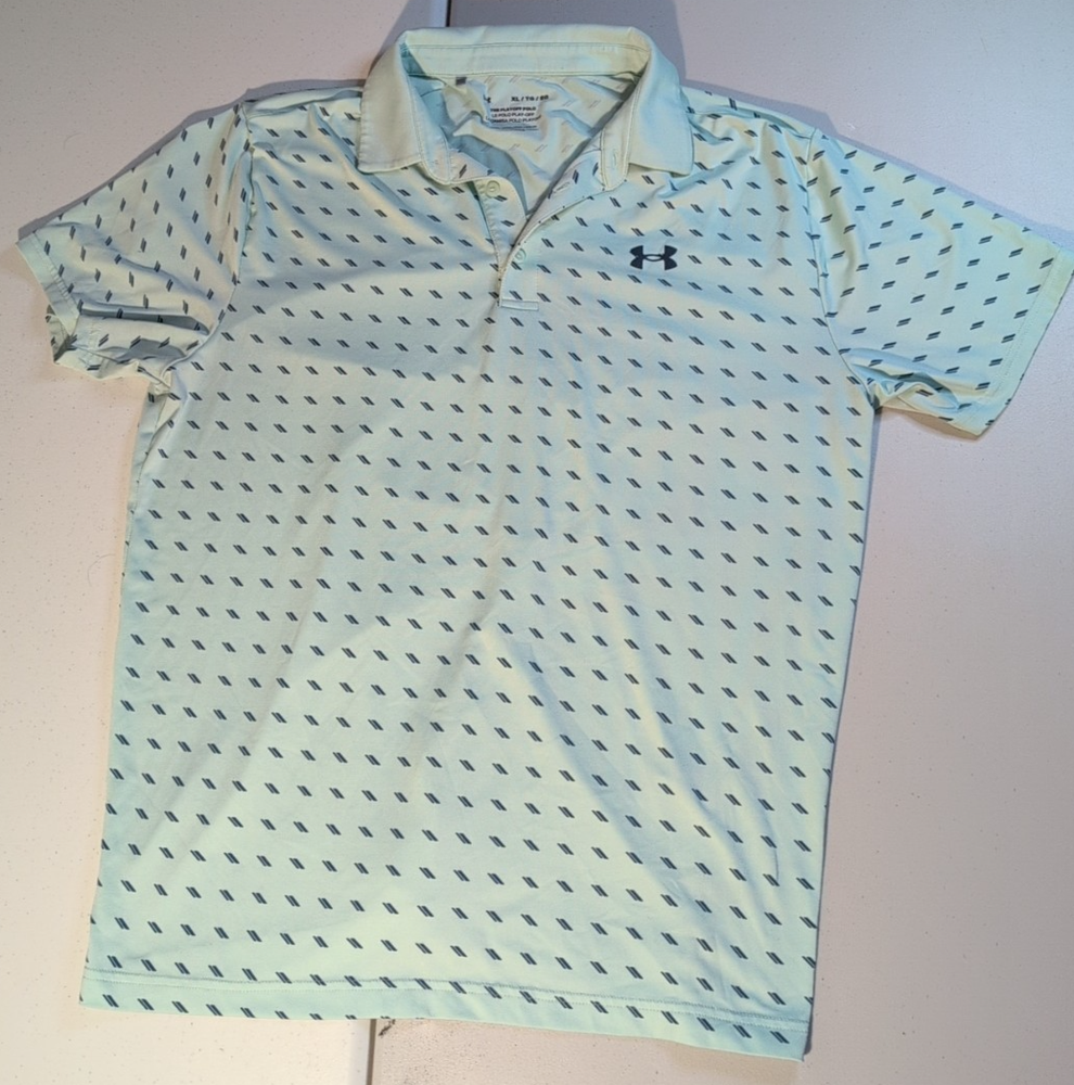 UA Under Armour Mens XL Playoff Polo Golf Shirt Heathered Performance Loose Fit