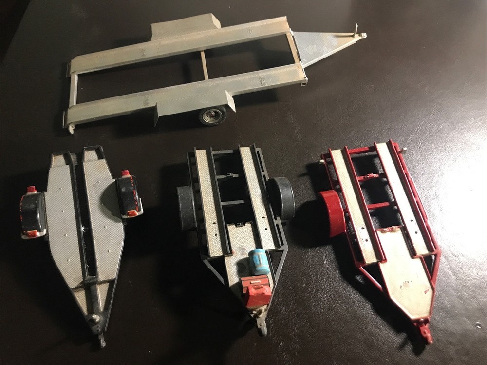 AMT Revell? 1/24 1/25? Vintage Plastic Model Lot Trailer Boat Car Hauler
