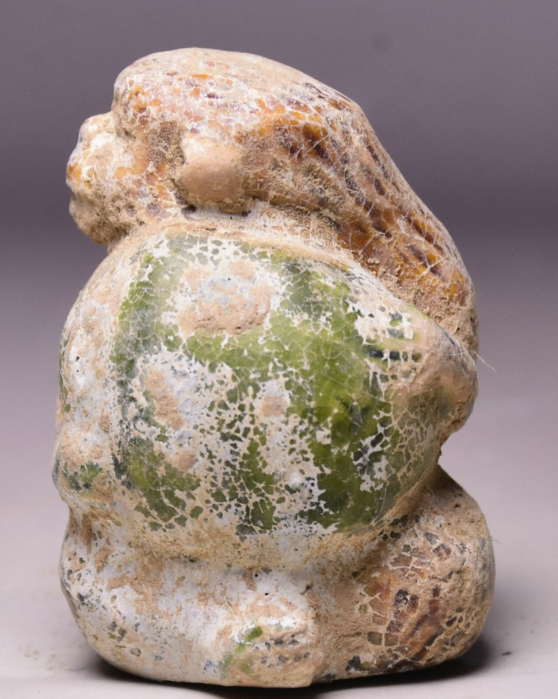 5CM Tangsan Cai Porcelain Monkey Zodiac Peach Statue Inspired by Old Dynasty