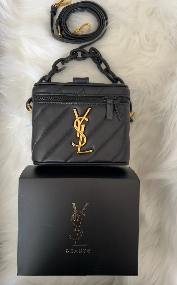 [PRESALE] YSLBeautyYvesSaintLaurentBeauty Makeup Vanity Bag Strap Black/Gold GWP-image