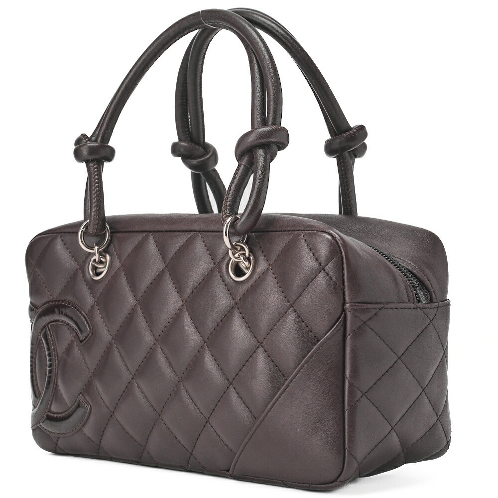 CHANEL Cambon Mini Tote Brown Calfskin with Silver Hardware 50707