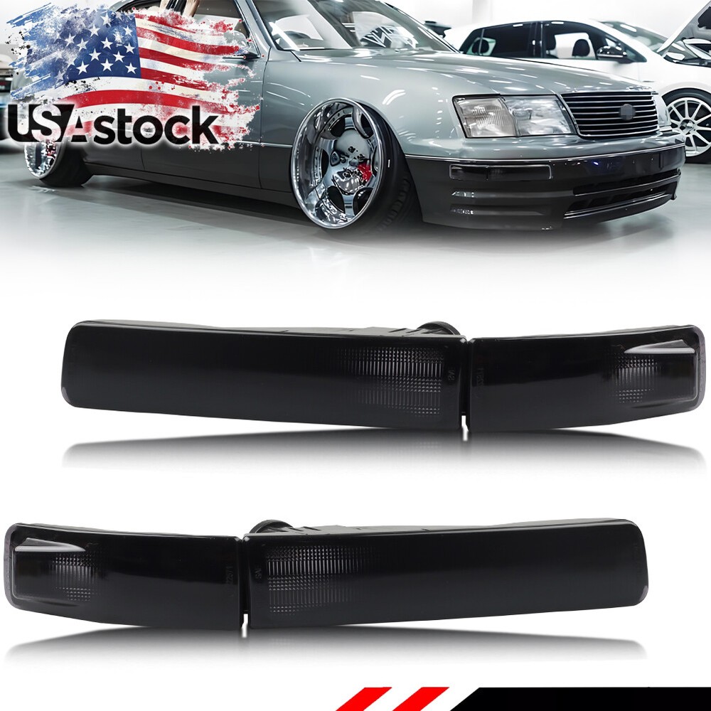 Smoked Parking Turn Signal Marker Lights for 1995-1997 Lexus LS400 Front Bumper