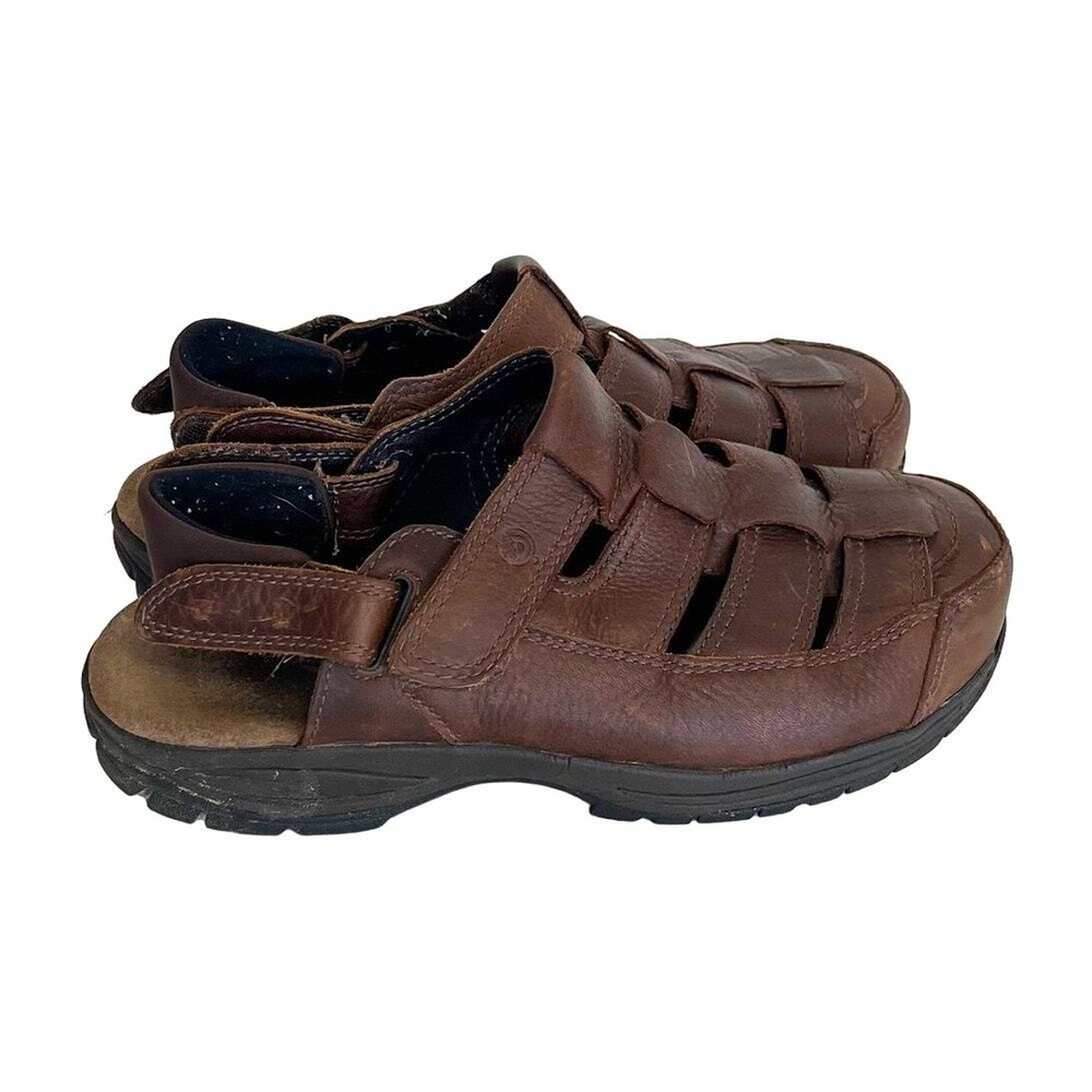 Dunham New Balance Men Sandals Size 10 Brown Chunky Leather Fisherman Shoes