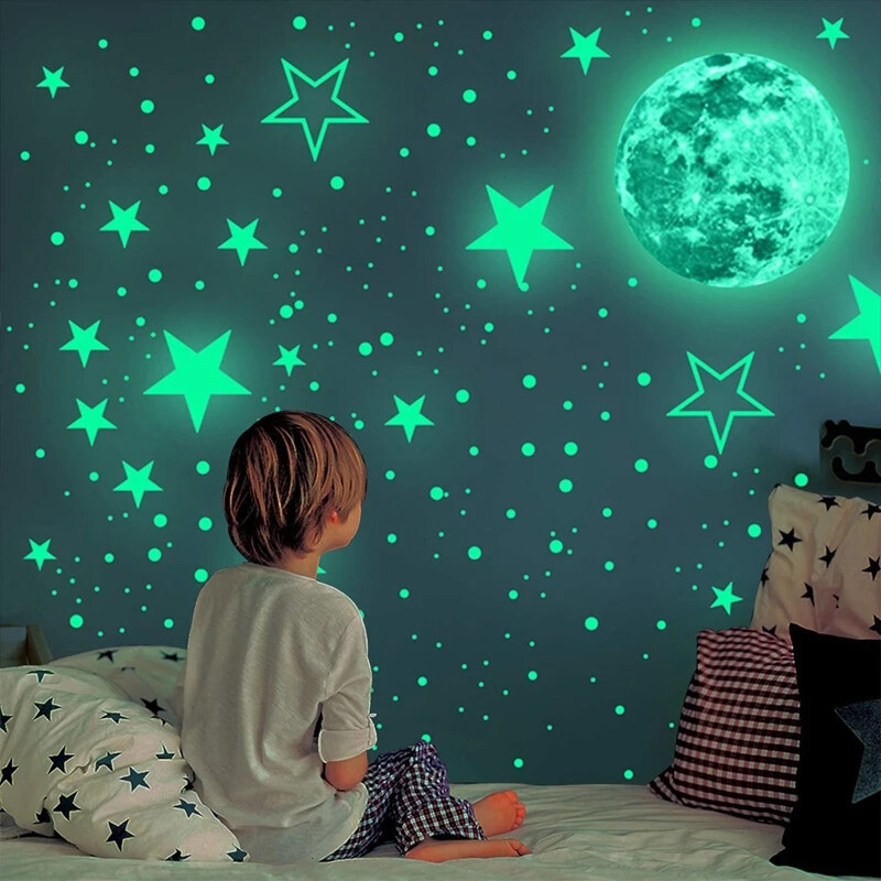 435Pcs/set Luminous Moon Star Wall Sticker for Kids Bedroom Ceiling Decoration