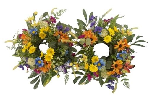 Spring Summer Floral Candle Rings Wreaths 6 Inch Daisy Decor